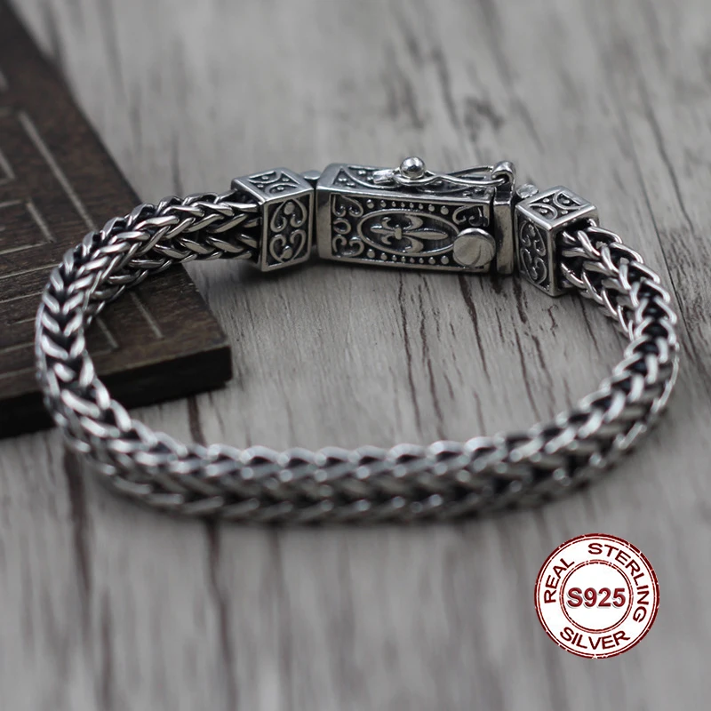 

S925 Men's Sterling Silver Bracelet Retro jewelry The classic shape of the anchor pattern Generous concise Send a gift to love