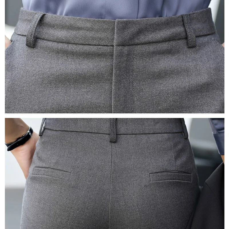 

High Waist Straight Thick Suit Pants Women 2021 Autumn New Casual Trousers Feet Trousers Professional Women's Ninth Pants