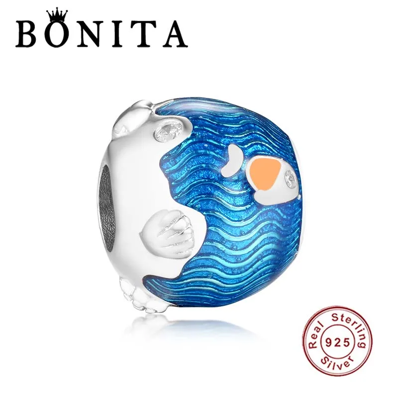 Браслет и ожерелье из серебра 925 пробы с подвеской в виде морских волн рыб|Бусины|