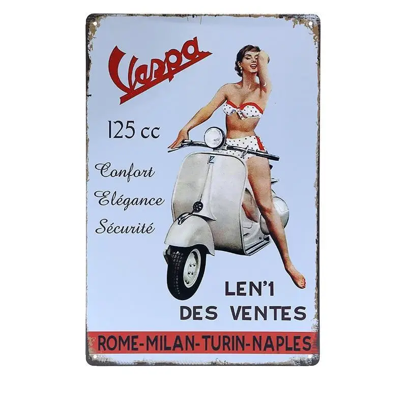 Lambretta электромобиль с металлическими знаками Vespa винтажная настенная живопись