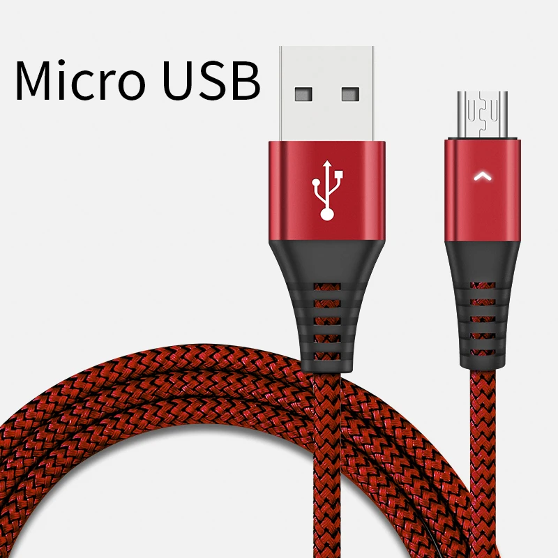 Red HANNORD Micro USB кабель для быстрой зарядки 1,2 A Светодиодный индикатор 1,8/м данных Syn нейлоновый плетеный шнур для зарядки телефона Android - Цвет: Red