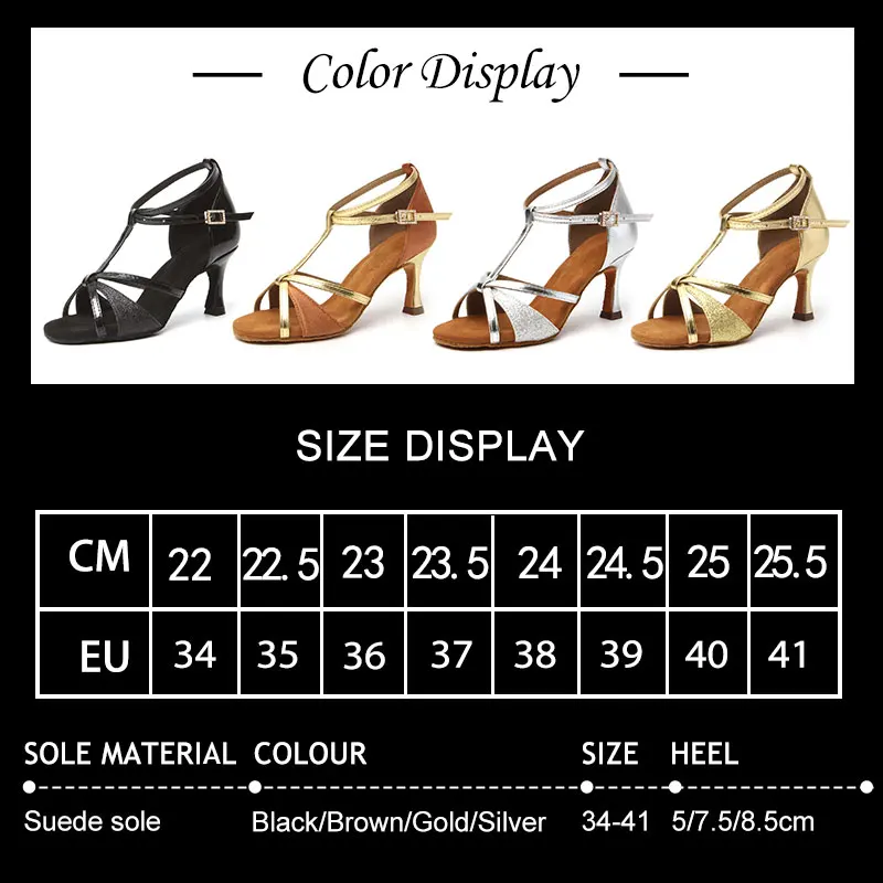 SWDZM Women Latin Dance Shoes Hot Sale Ballroom Dancing Ladies Soft Soles Tango/Salsa Dance Shoes For Girls Wholesale 5/7/8.5cm