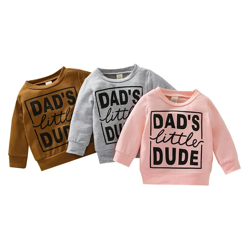 

Newborn Kid Baby Girls Boys Hoodies Sweatshirt Spring Casual Letter Print Round Neck Long Sleeve Top Children's Clothing