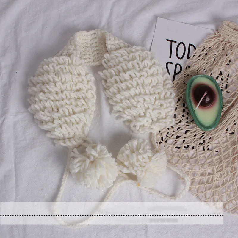 Осень зима 2019 Детские однотонные наушники для малышей простые милые вязаные