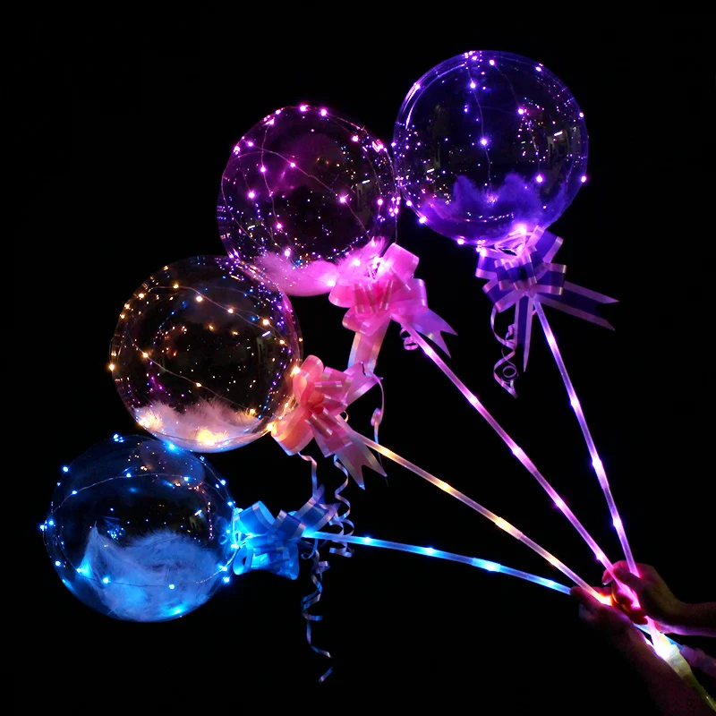 Круглые Пузырьковые светодиодные шары 18 дюймов светящиеся волнистые гелиевые