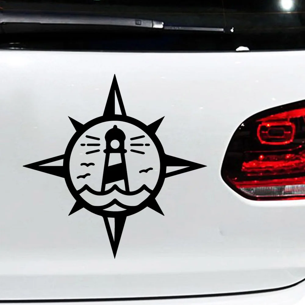 

Drop Shipping lighthouse Compass Auto Sticker Funny Decal Car Window Decoration lighthouse Vinyl Stickers Motorcycle Accessories