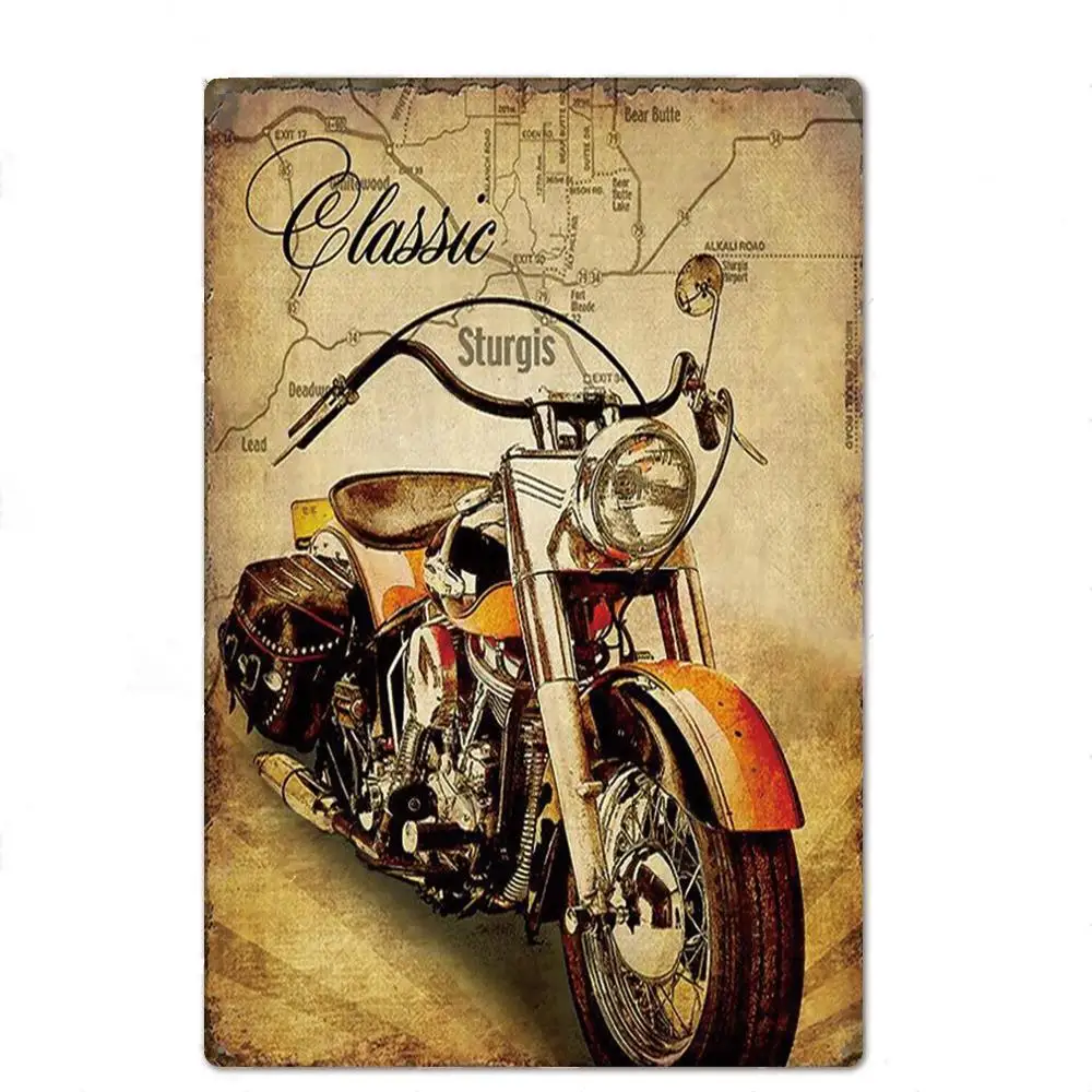 

Motorcycle Metal Plaque Metal Old-fashioned Retro Sign Wall Decoration Garage Bar Inn Man Cave Iron Painting Decorative Board