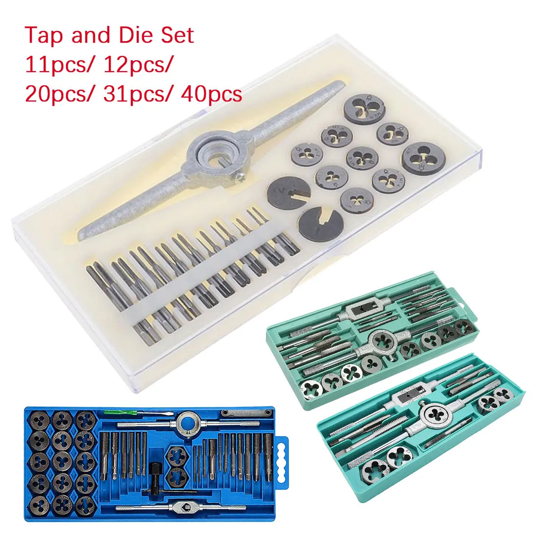 

Tap Die Set M3-M12/ M1-M3.5/ M6-M12 Screw Thread Metric Taps Wrench Dies Diy Kit Wrench Screw Threading Hand Tools 11pcs-40pcs