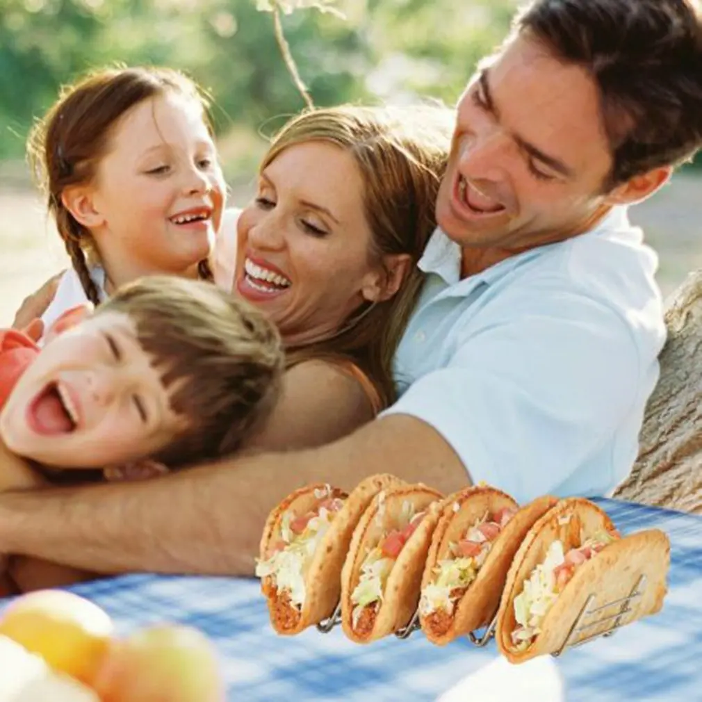 Три/четыре сетки Мексиканская Taco стойка для пиццы из нержавеющей стали полка