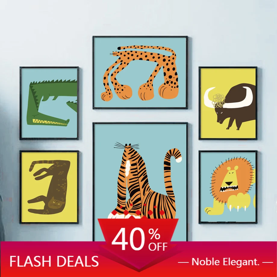 Картина на холсте тигр лев леопард абстрактные животные настенное искусство