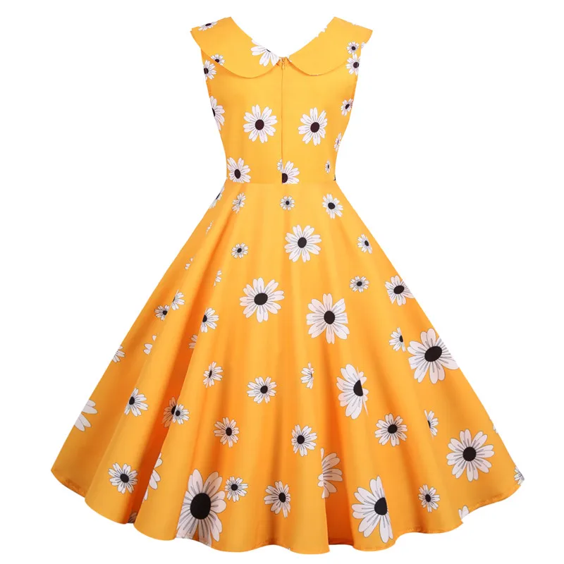 

2021The New Dress Women Elegant Collar Casual Sleeveless Vintage Retro Party Dress Robe