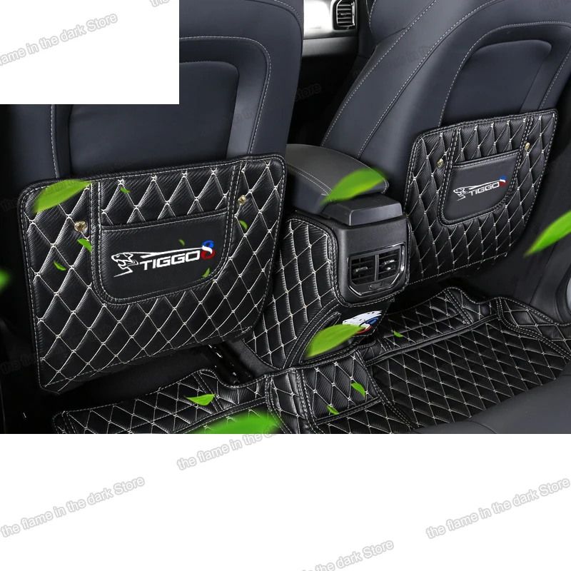 Lsrtw2017 Fiber Leather Car Rear Seat Anti-kick Mat Armrest B Pillar Protector for Chery Tiggo 8 2018 2019 2020 2021 Accessories |