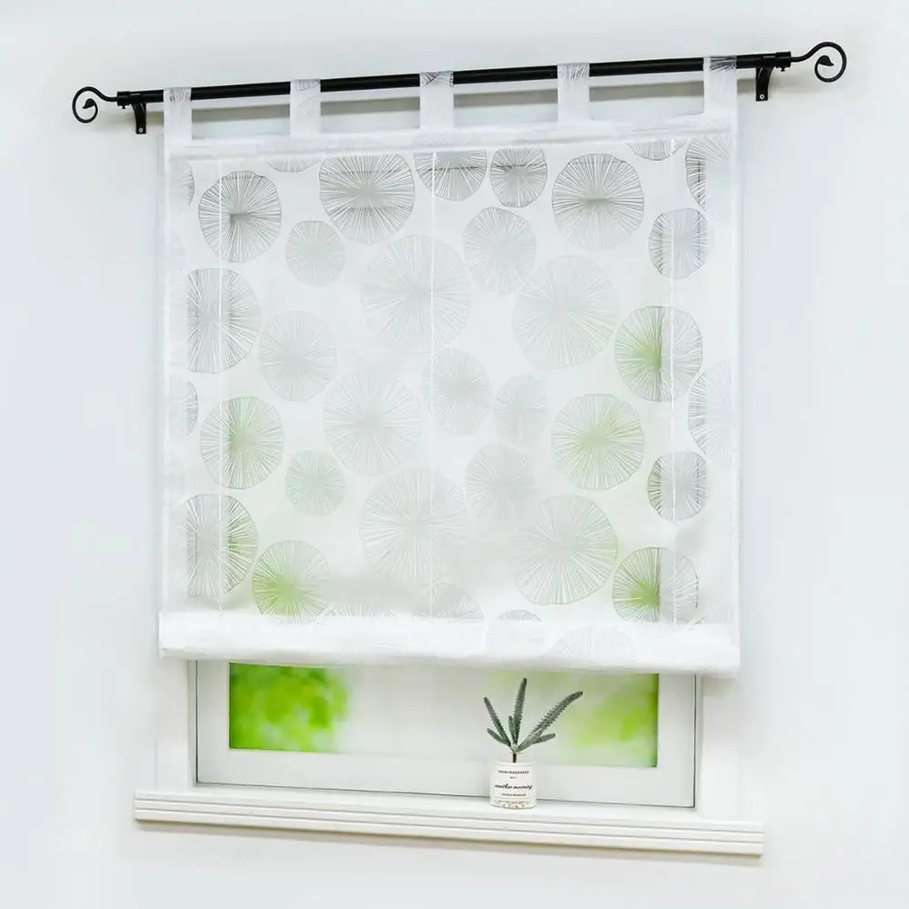 Римские занавески круглая печатная панель тюль для дома кухни оконные