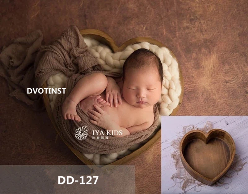 Реквизит для фотосъемки новорожденных Dvotinst деревянная рамка с сердечком и