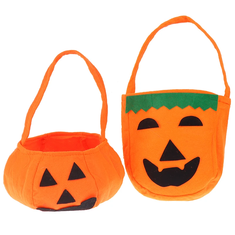 Halloween Foldable Candy Smile Pumpkin Bag Folding Personality Gift Basket Wacky Expressions Treat or Tricky Bags | Дом и сад