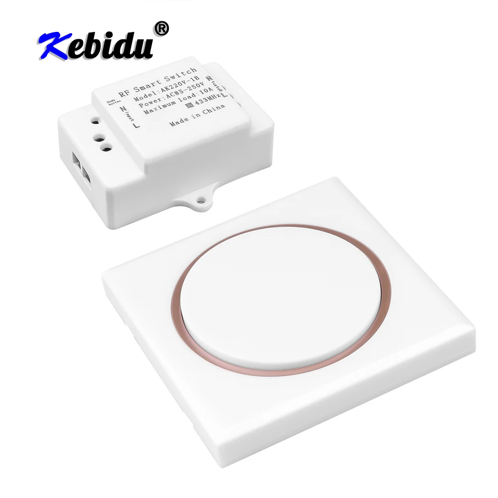 

Kebidu беспроводной 433 МГц универсальный переключатель дистанционного управления AC 110 В 220 В 1CH релейный модуль приемника настенная панель Ради...