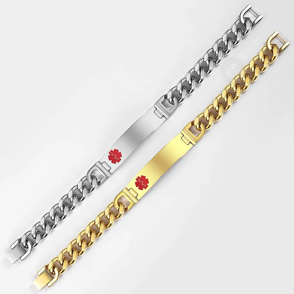 Davieslee ID браслет для женщин и мужчин медицинская помощь оповещение Золотой