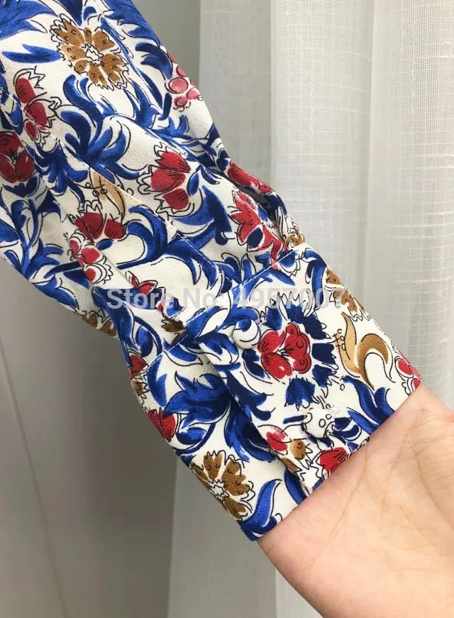 Высококачественная вискозная рубашка 100% с цветочным принтом отложным