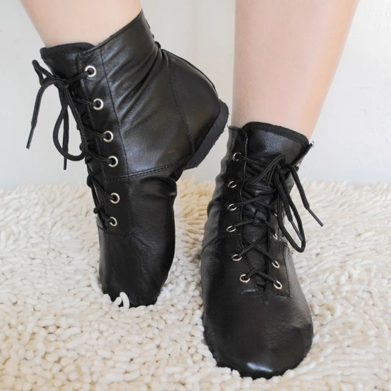 Women Leather Sports Dancing Sneakers Jazz Dance Shoes Lace 