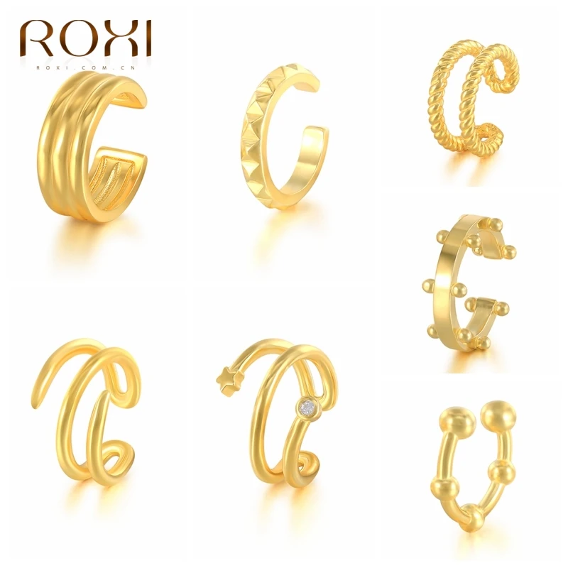 

ROXI Crawl Clip on Earrings for Women Girls Geometry Ear Cuffs 925 Sterling Silver Ear Clips No Piercing Pendientes Plata 925