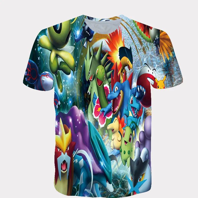 Детская футболка с 3D принтом Покемон забавная рисунком Летняя для мальчиков и