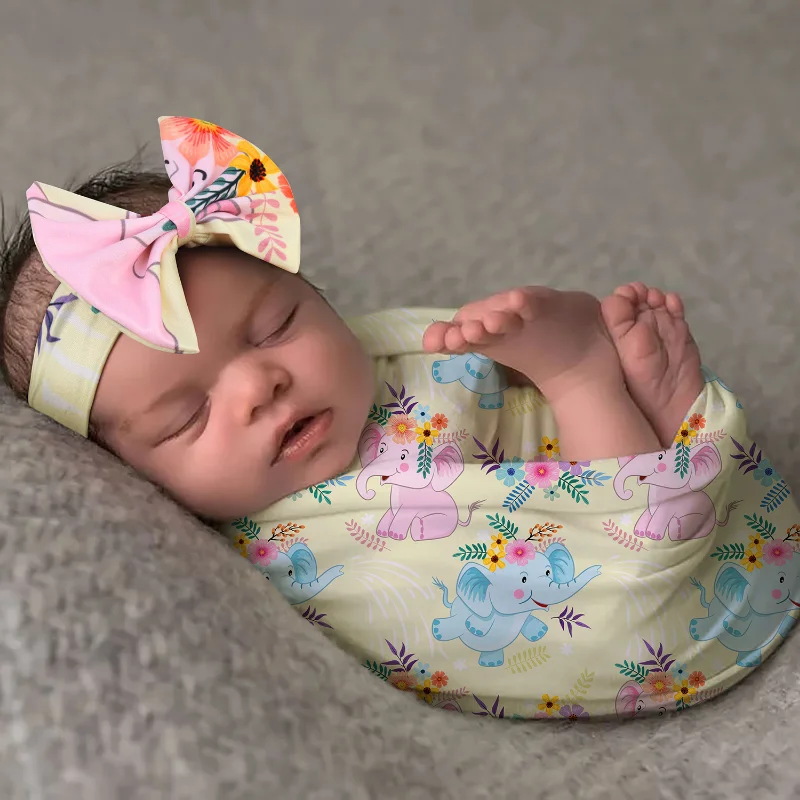 Europe and the newborn baby wrap cloth bow hair ribbon wrap blanket photo props suit cartoon printed package