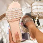 Сандалии-желе женские в стиле ретро, повседневные туфли на плоской подошве, сандалии с кристаллами, пляжные шлепанцы для отдыха, летняя обувь