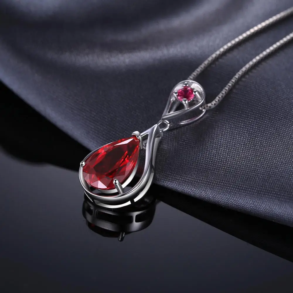 JewelryPalace капли воды 4ct создан красный рубин кулон 925 пробы серебряные ожерелья для женщин модные украшения без цепи