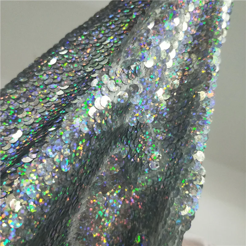 Голограмма Блестящий глиттер платье юбка вечерние шоу ткань для костюмов видео