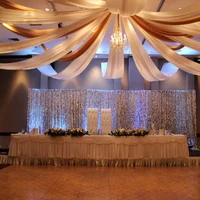 12PCS White luxury wedding roof drape fabric canopy drapery for wedding fabric decoration organza tulle wedding ceiling drapes