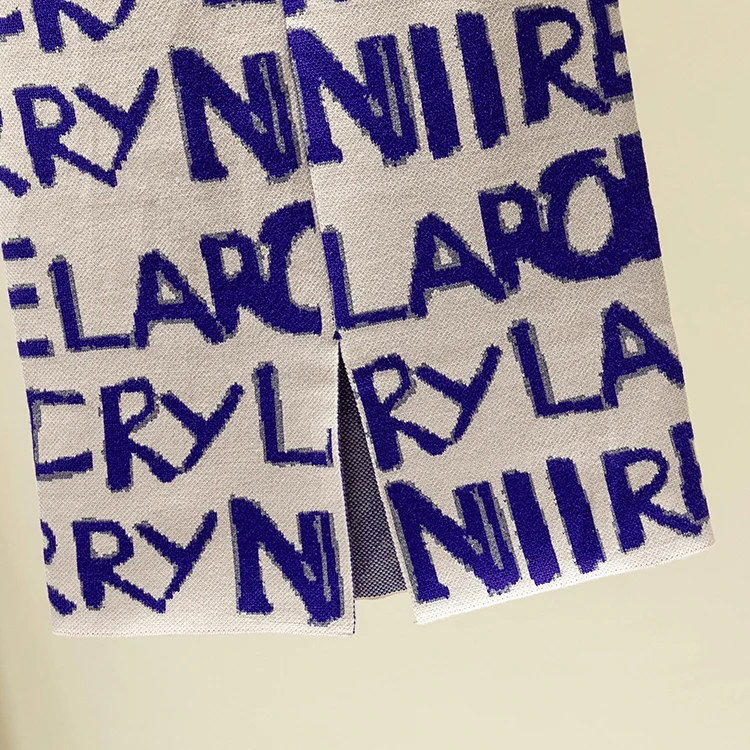 Зимние женские юбки шерстяной вязаный карандаш юбка-миди буквы алфавита сплит