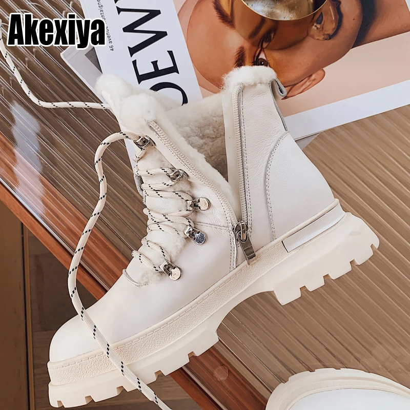 

Genuine Leather Winter boots Plush fur warm Women's snow boots Ankle boots New product women's shoes p434