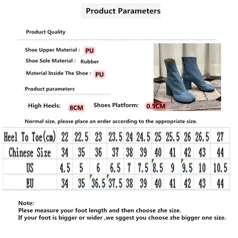 

Runway Party Split Toe Ankle Boots Luxury Designer Versatile Chunky Casual Middle Heels Women Shoes 2021 New Chic Short Boots