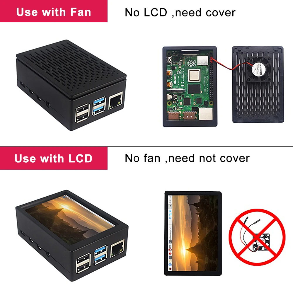 Чехол для raspberry pi 4 черный защитный многофункциональный чехол из АБС пластика