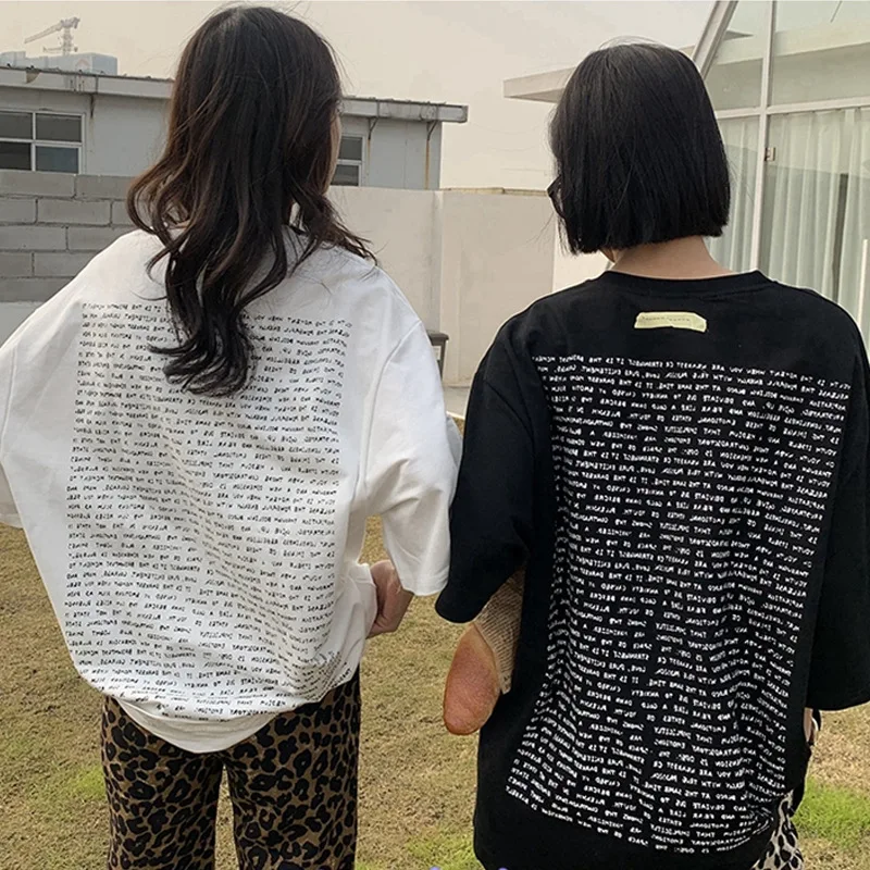 

Корейская модная брендовая футболка большого размера с принтом со слоганом на спине, уличная одежда Y2k, мужская женская футболка, Мужская од...