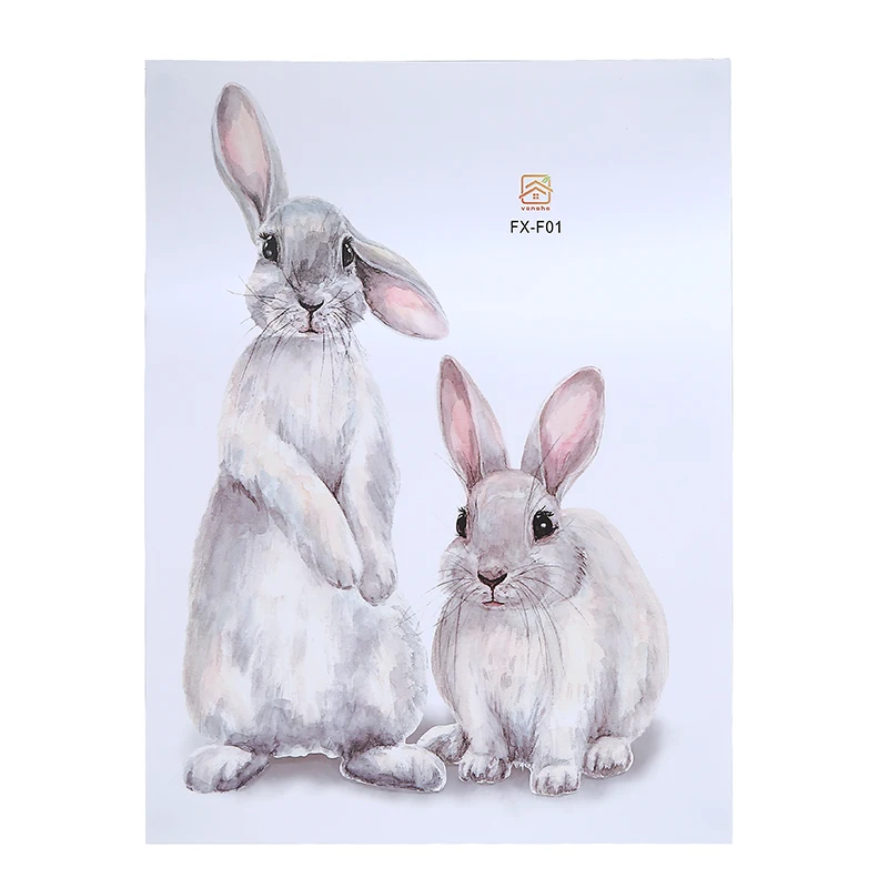 Наклейки на стену с двумя милыми кроликами ПВХ наклейки съемные