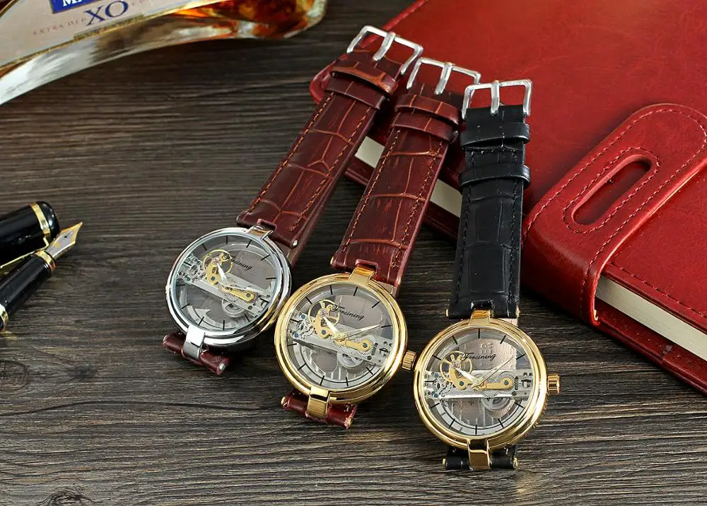 Наручные часы FORSINING с золотым мостом брендовые Роскошные автоматические