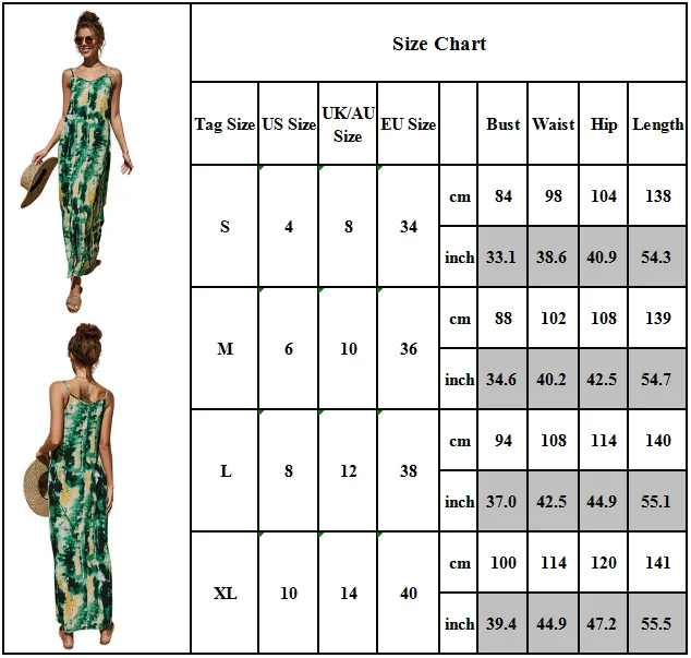 

V Neck Slim Fit Maxi Shirt-dress Summer Printed Slip Dress Ladies Womens Sleeveless Basic Sundress