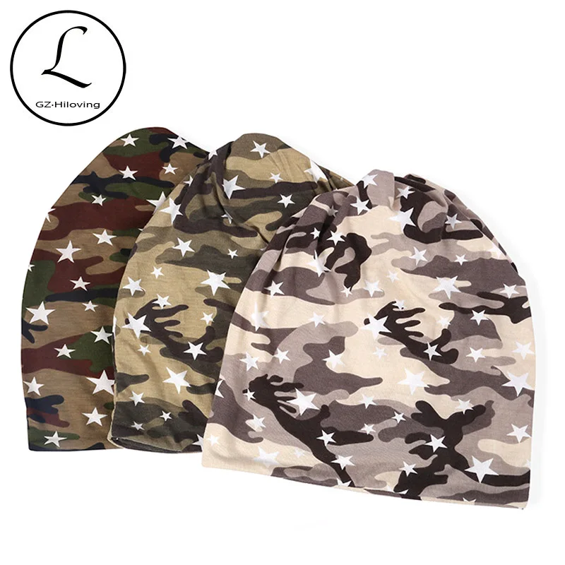 

Зимняя шапка GZHilovingL для мужчин и женщин, хлопковые армейские облегающие шапки со звездами для весны и осени, Женская эластичная шапка с напу...
