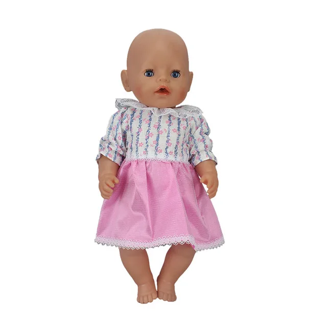 Модное милое платье, костюм, подходит для 43 см, Детская кукла, 17 дюймов, Одежда для кукол, детский лучший подарок на день рождения - Цвет: Розовый
