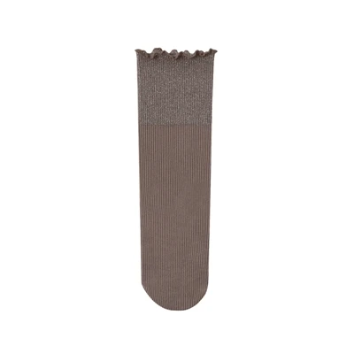pinkish grey Модные блестящие серебряные Кружевные Гофрированные женские носки, яркие блестящие носки, высокие эластичные осенние милые носки - Цвет: pinkish grey