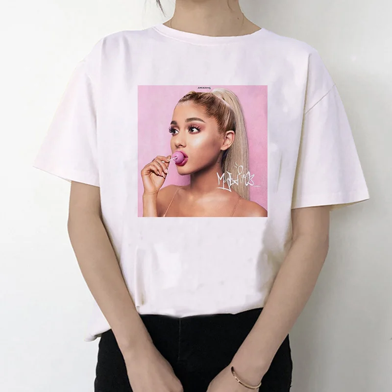 Женская футболка в стиле хип-хоп с коротким рукавом Ullzang женская Ariana Grande 7