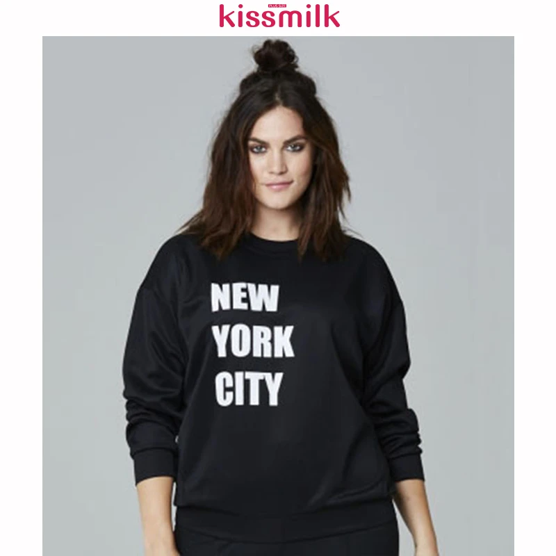 Kissmilk 2020 Плюс Размер Повседневная Женская толстовка с принтом букв длинным