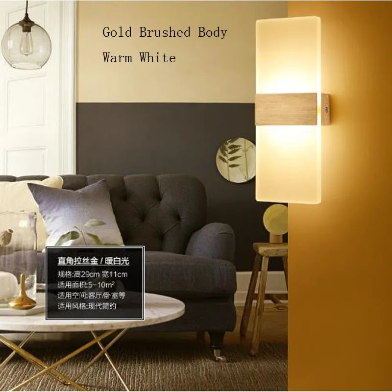 Gold Brushed Body ECOBRT Современные Настенные светильники Светодиодные комнатные настенные лампы светодиодные настенные бра освещение для спальни гостиной лестницы зеркало свет - Цвет абажура: Gold Brushed Body