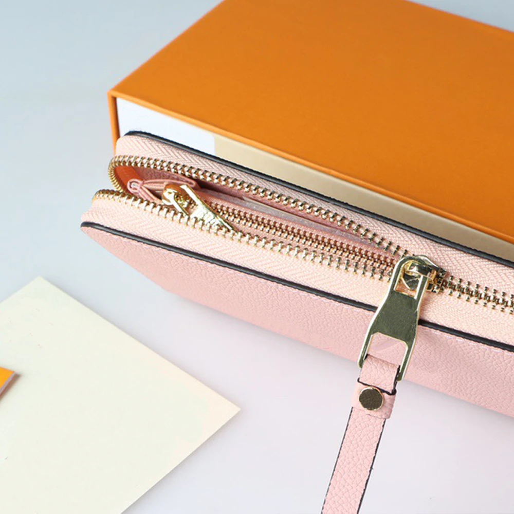 

Luxury Designer Wallet Woman's Bag Colored Flip Cover Cute Long Coin Purse 100% Genuine Leather Gift Boxes Free Shipping
