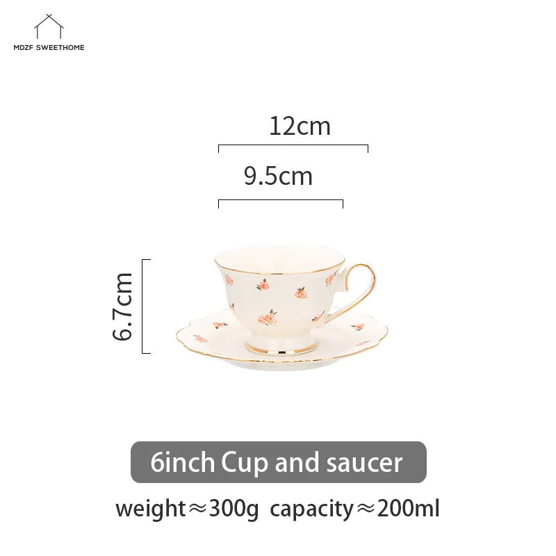 

600ml European Style Rose Flower Teacup Set Ceramic Coffee Mug With Dessert Tray Home Office Phnom Penh Cup And Saucer