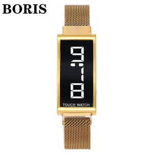 Luxury Digital Watch Women Rose Gold Magnet Stainless Steel Dress LED Ladies Quartz Bracelet Clock Girls Wristwatch montre femme