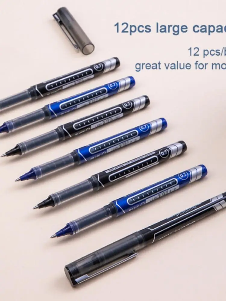 

12 шт. шариковые ручки Deli, шариковая ручка с жидкостью, синяя и черная Шариковая ручка для письма, офисные принадлежности
