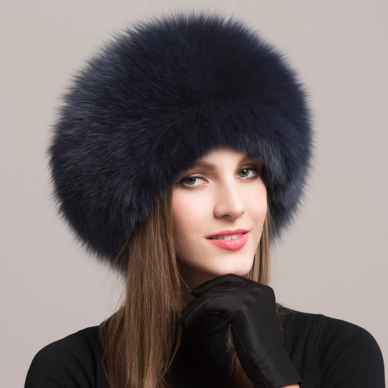 

Women's Fur Hat In Winter High Quality Fox Fur Hat With Leather Warm And Fashionable Princess Hat