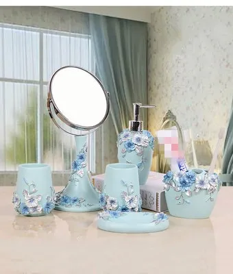 6pcs Туалетные принадлежности для ванной комнаты, аксессуары для ванной комнаты из пяти частей, бутылка для лосьона, держатель для зубных щеток, новые свадебные предметы, Товары для ванной комнаты - Цвет: 6pcs
